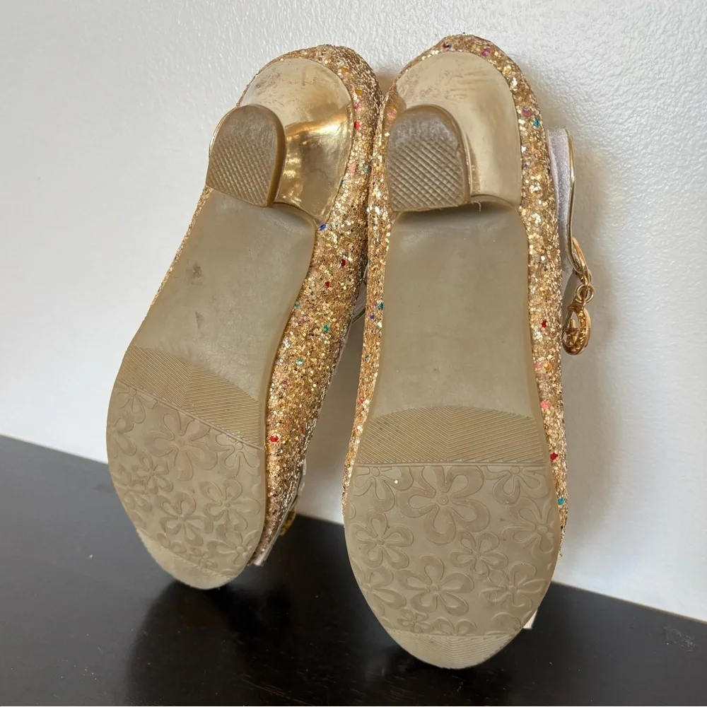 Cadidi Dinos Formal Dress Shoes Mary Jane Heels Girls 33EU 1.5-2US Gold Princess